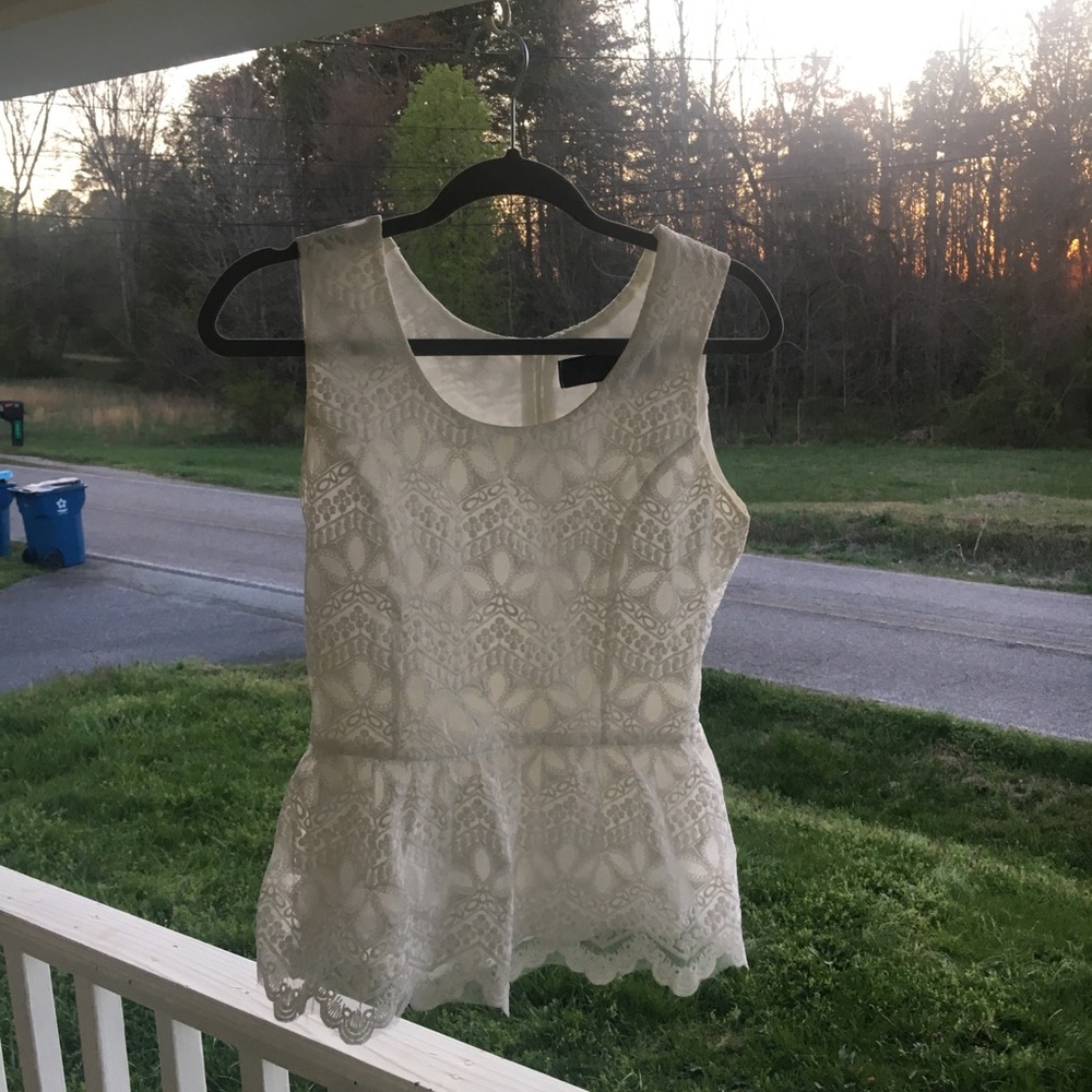 White lace peplum tank top